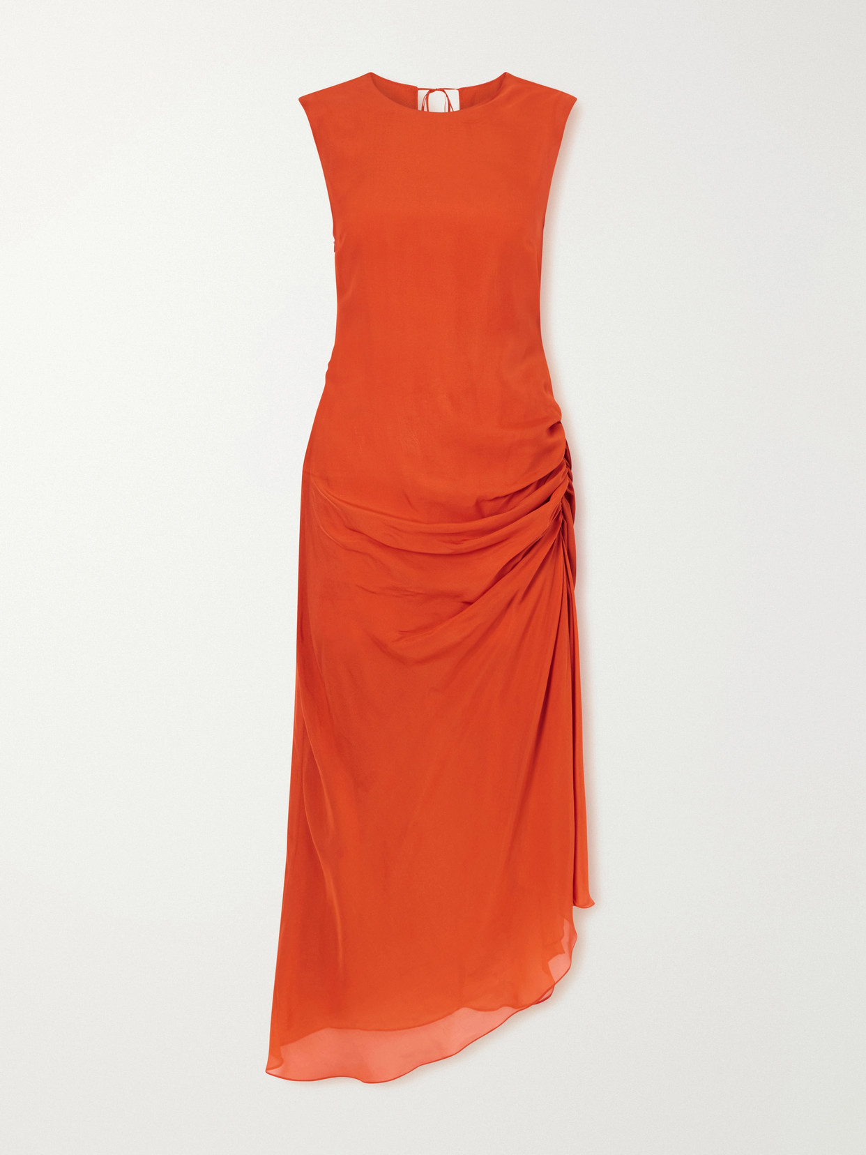 Liberowe Enya Gathered Silk-chiffon Midi Dress In Blue