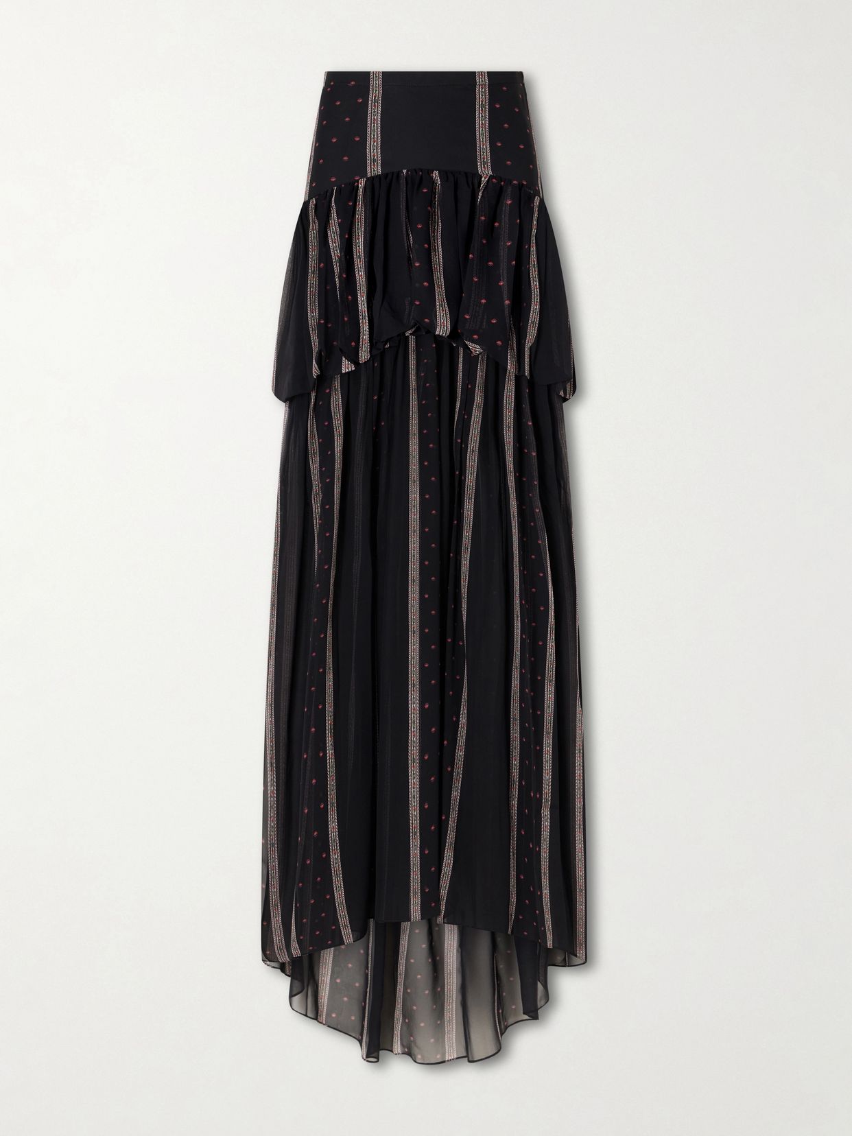 Nina striped peplum silk maxi skirt