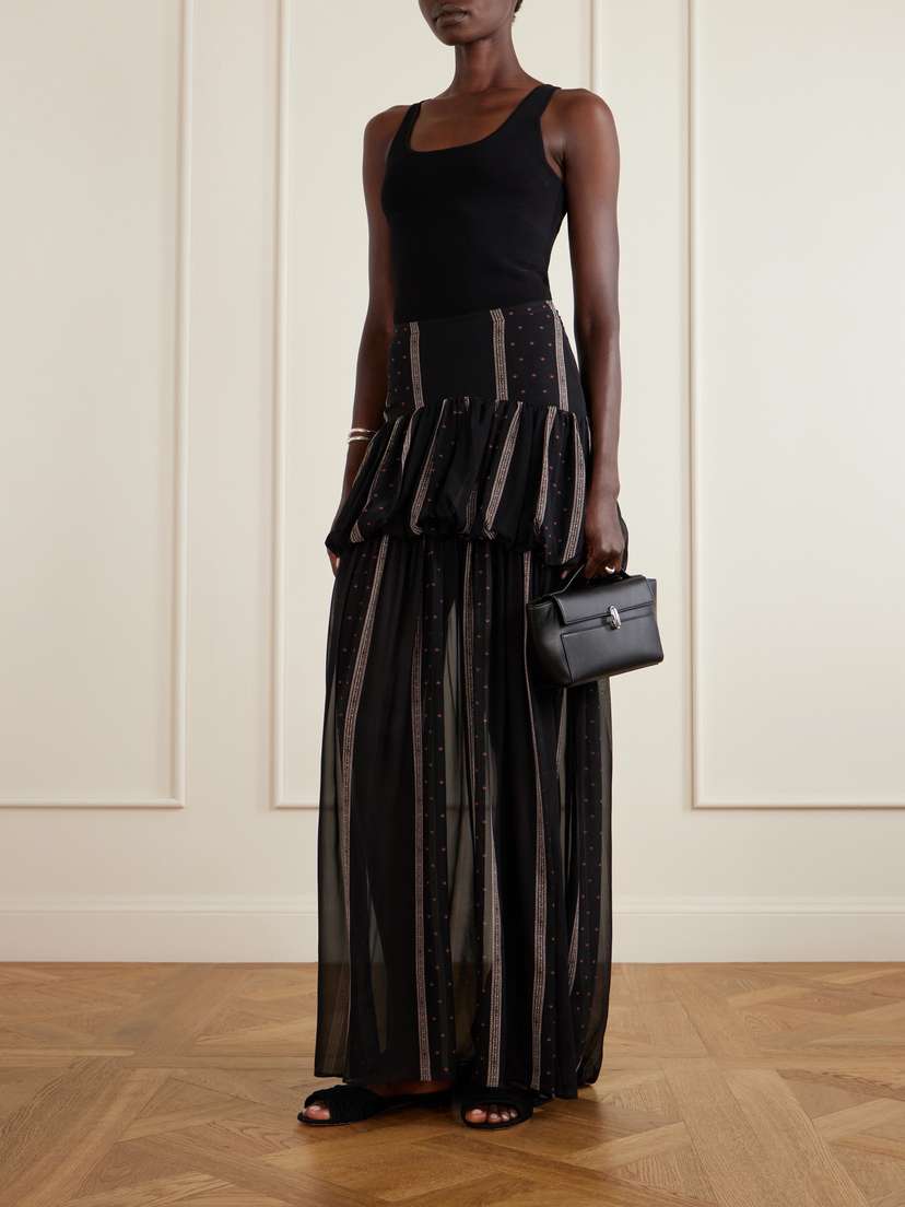 LIBEROWE Nina Striped Peplum Silk Maxi Skirt | Thumbnail 2 LIBEROWE Nina Striped Peplum Silk Maxi Skirt | Thumbnail 2