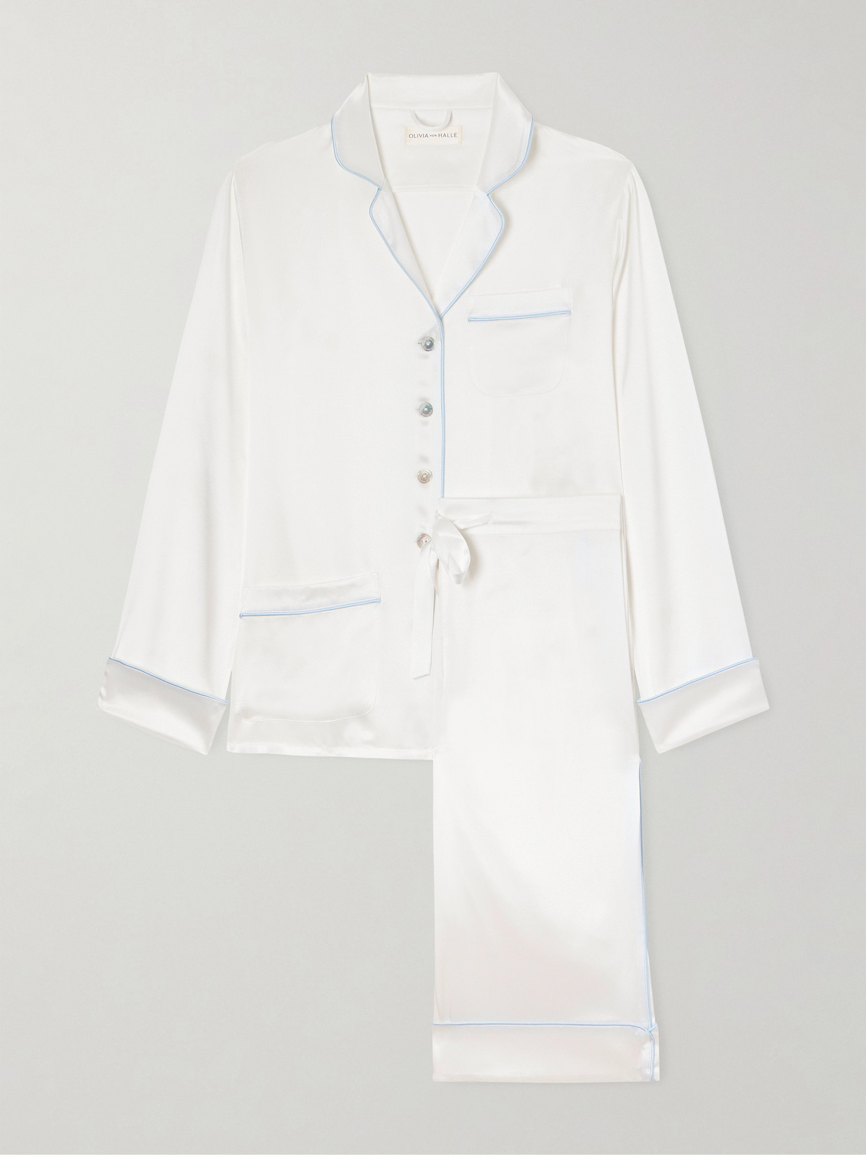 Olivia Von Halle Coco Silk-satin Pajama Set In White