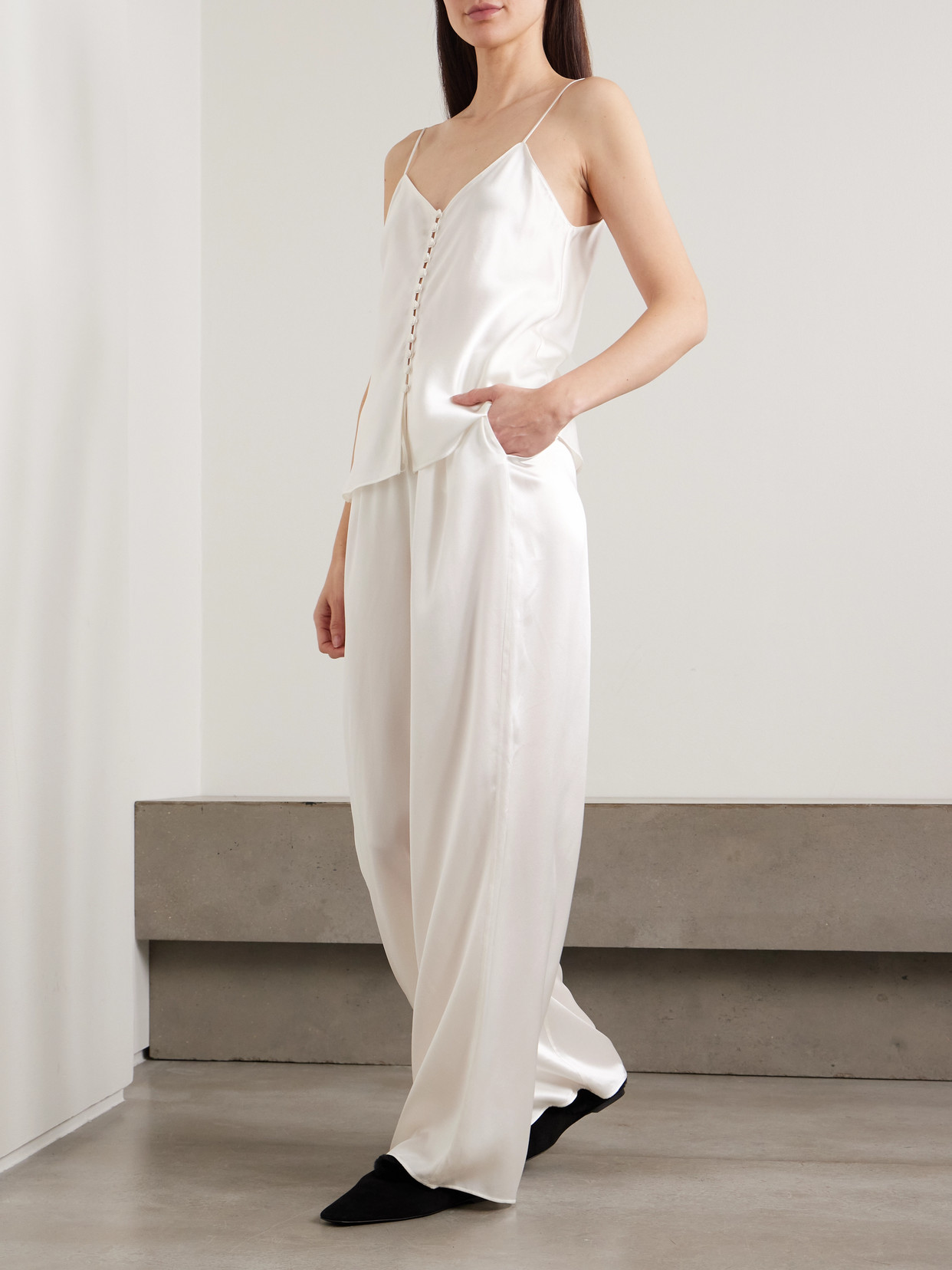 Olivia Von Halle Blair Ivory Camisole Set In White