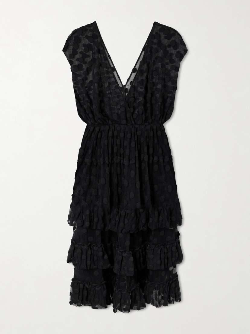Dries Van Noten Ruffled Polka-dot Cotton-blend Mesh Midi Dress