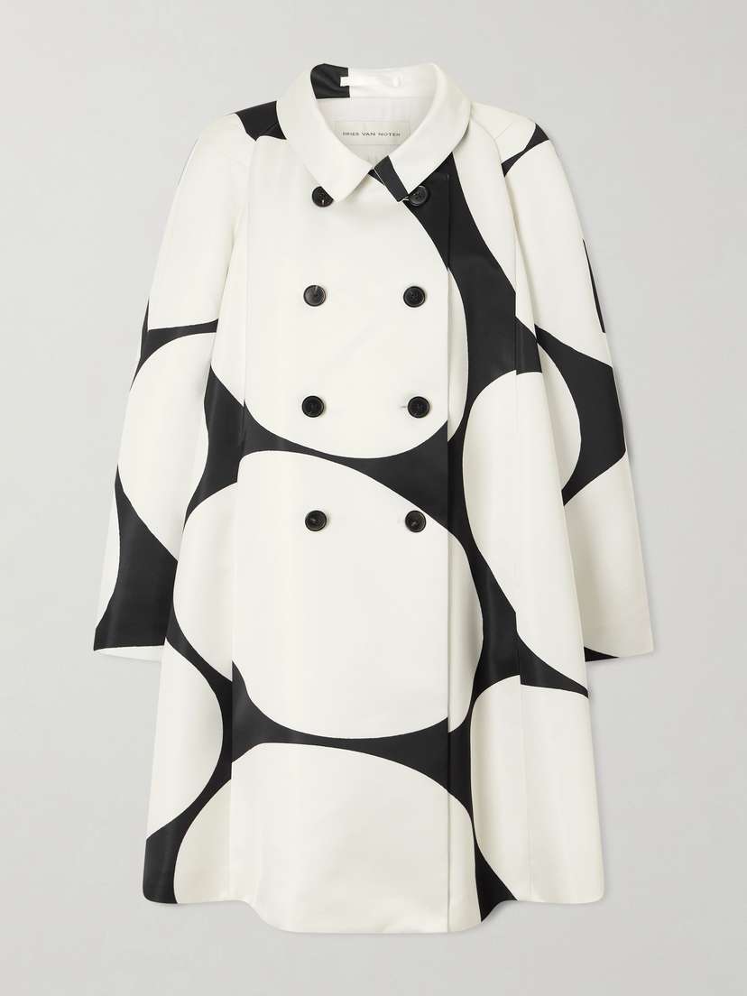 Dries Van Noten Ripa Giant Egg Printed Satin Coat