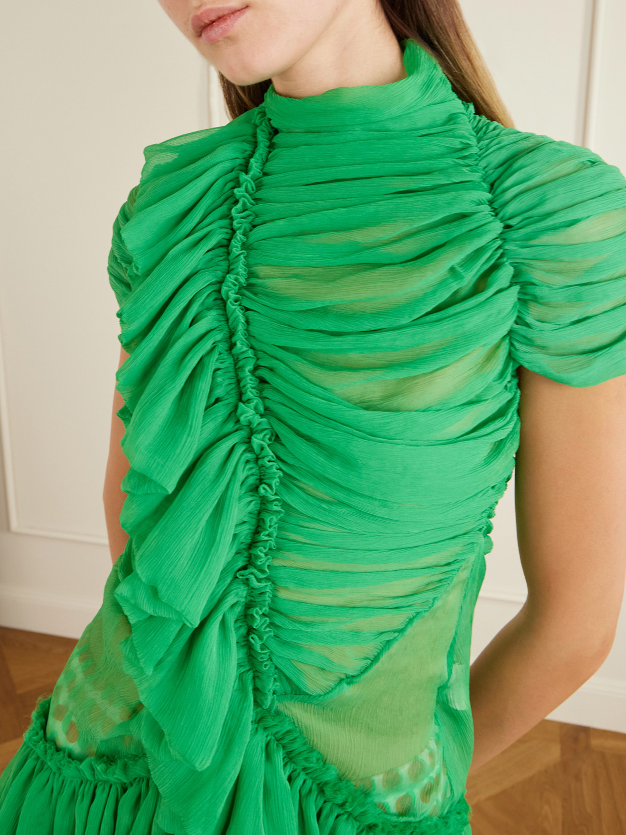 Ruffled Silk-Chiffon Blouse