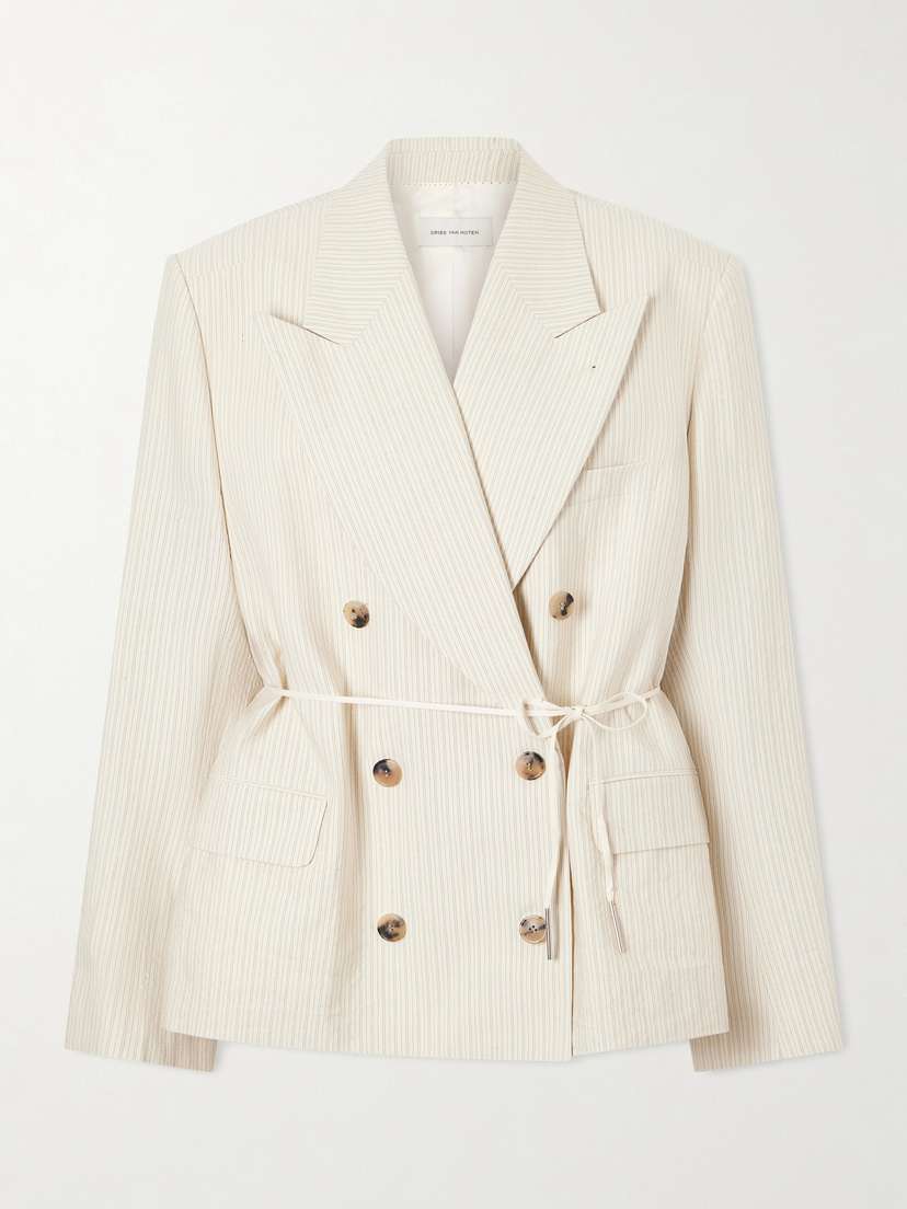 Dries Van Noten Bosea Oversized Double-breasted Striped Cotton Blazer