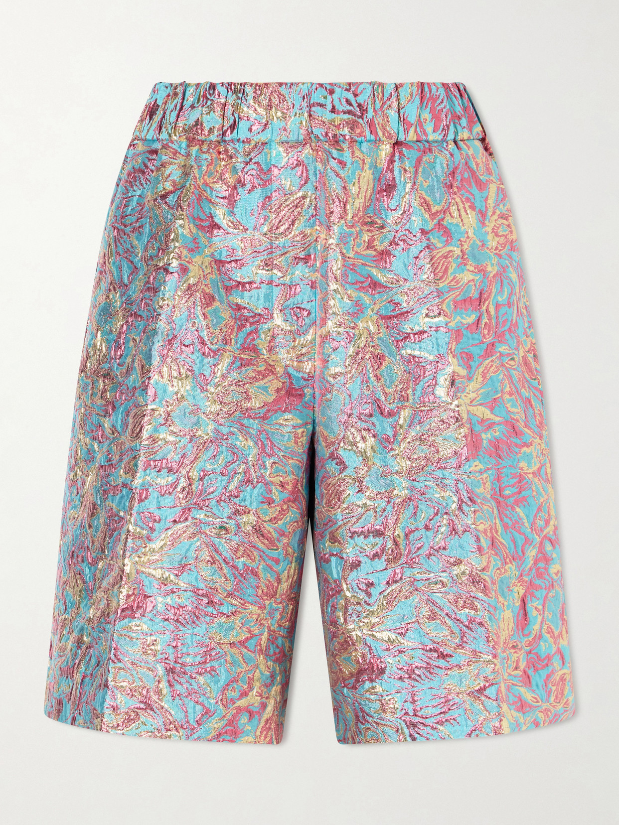 Dries Van Noten Printed Cotton-blend Jacquard Shorts In Blue
