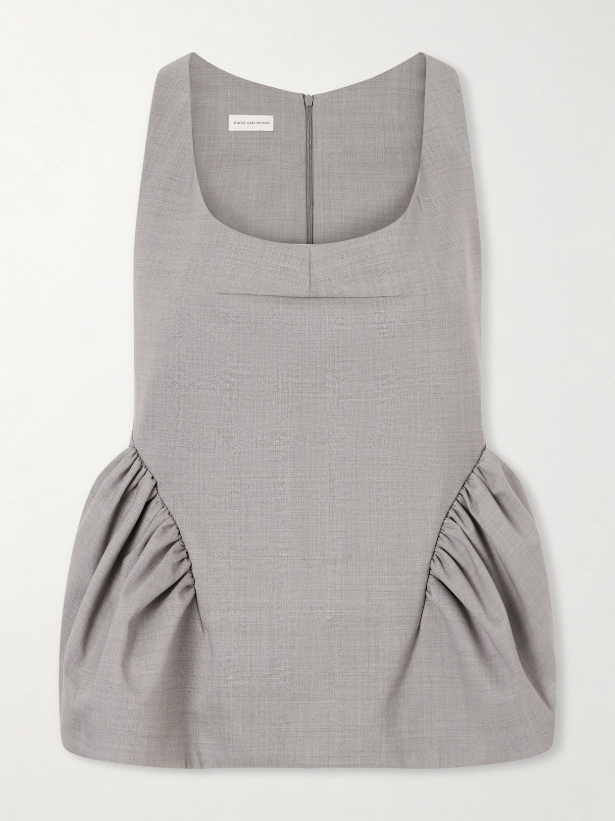 Dries Van Noten Caylo Crepe Peplum Top In Gray