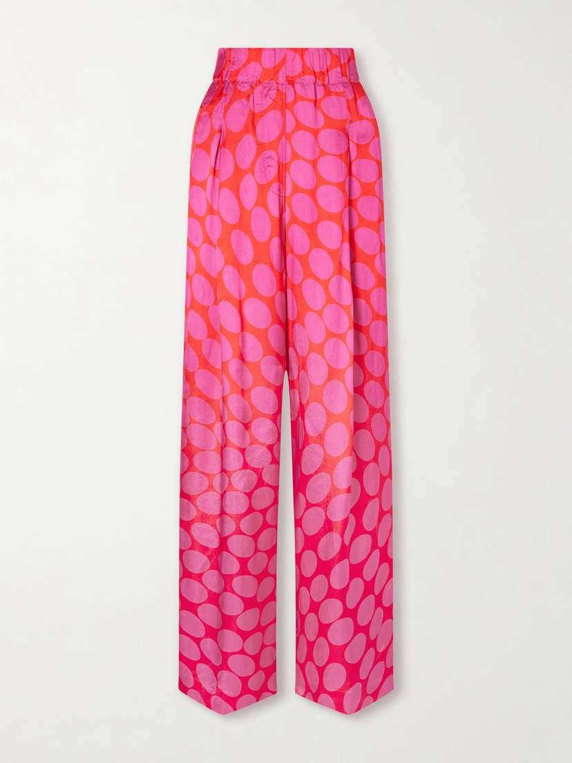 Dries Van Noten Dot-print Satin Wide-leg Pants