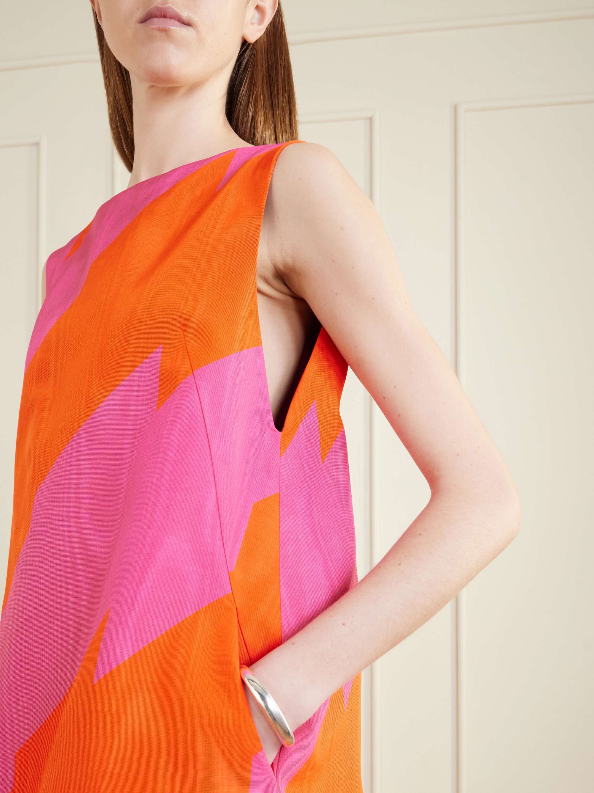 DRIES VAN NOTEN Striped cotton-blend duchesse-satin mini dress