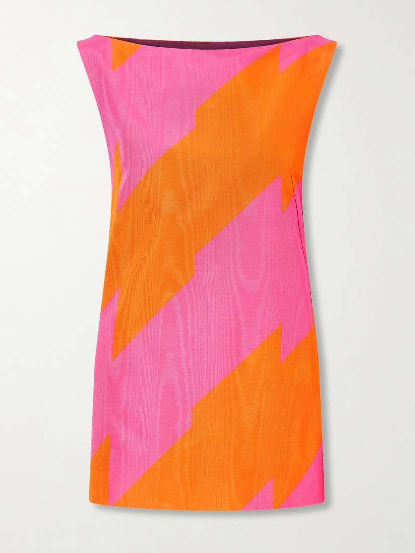 Striped Cotton-blend Duchesse-satin Mini Dress