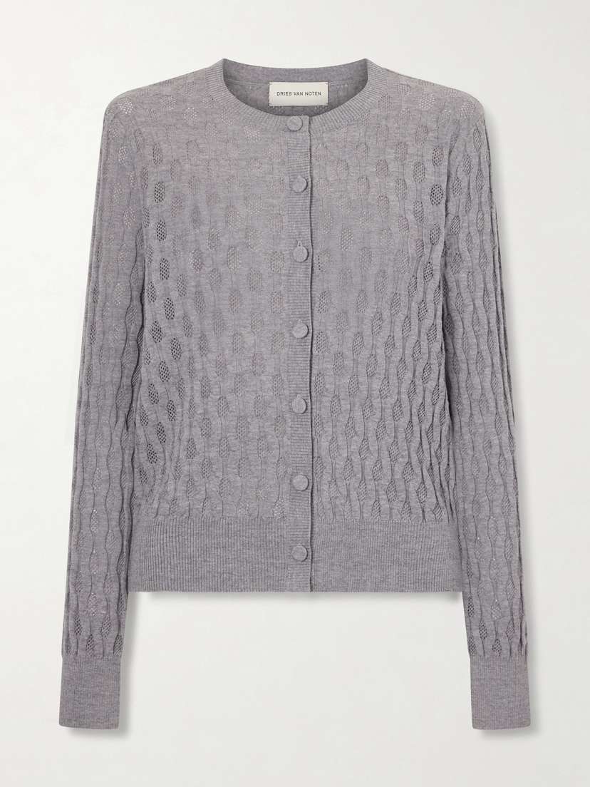 Dries Van Noten Pointelle-knit Merino Wool Cardigan