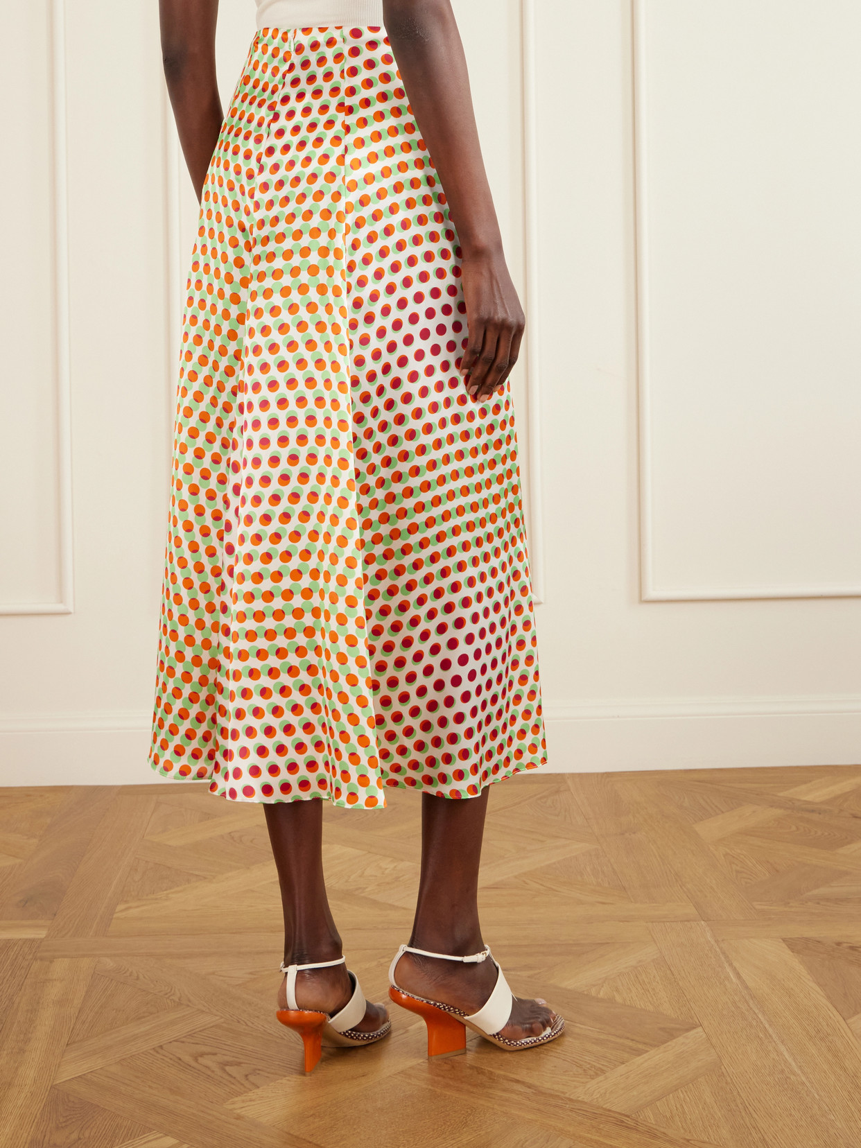 Susya Polka-Dot Silk-Satin Midi