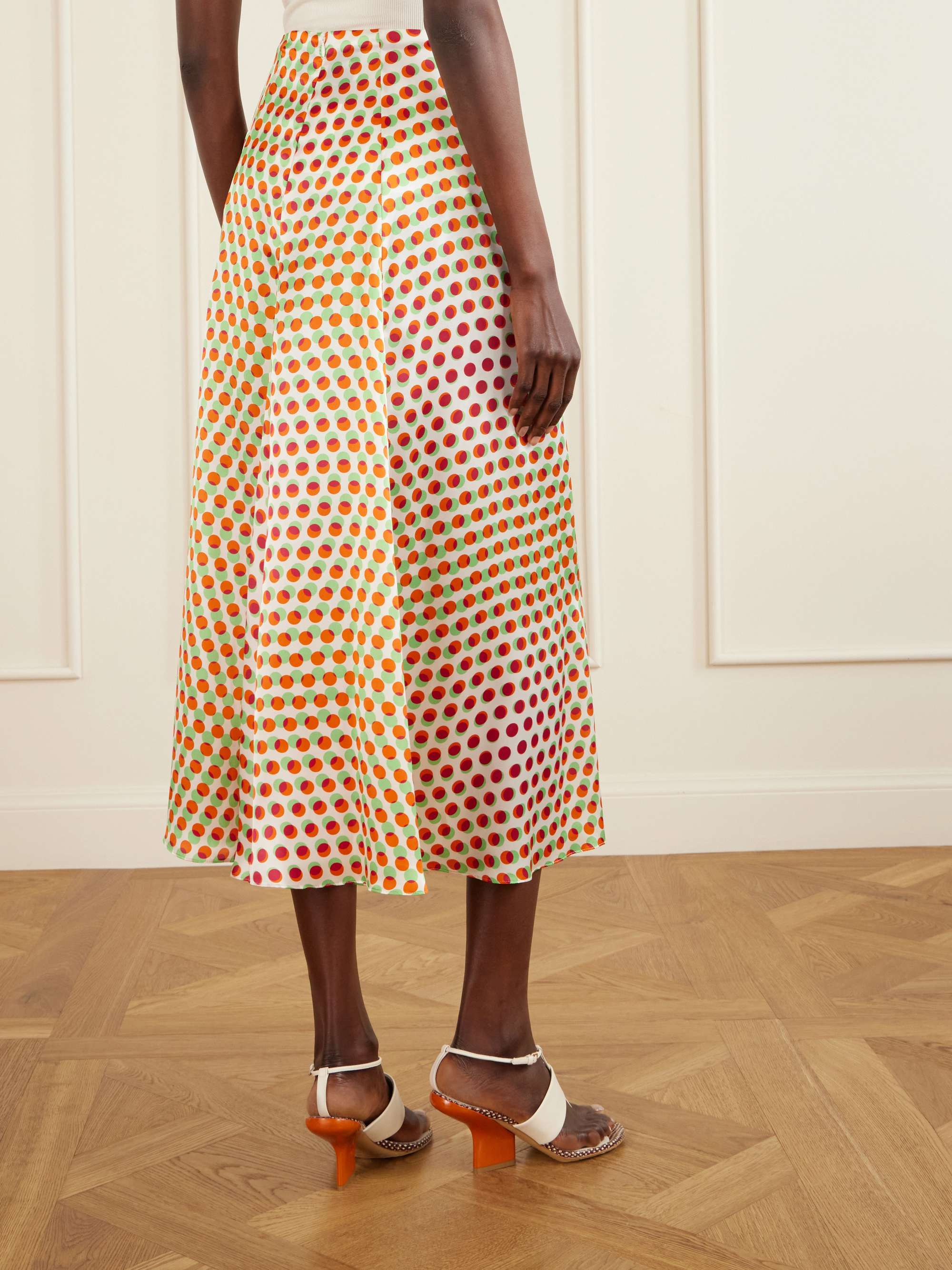 DRIES VAN NOTEN Susya polka-dot silk-satin midi skirt | NET-A-PORTER