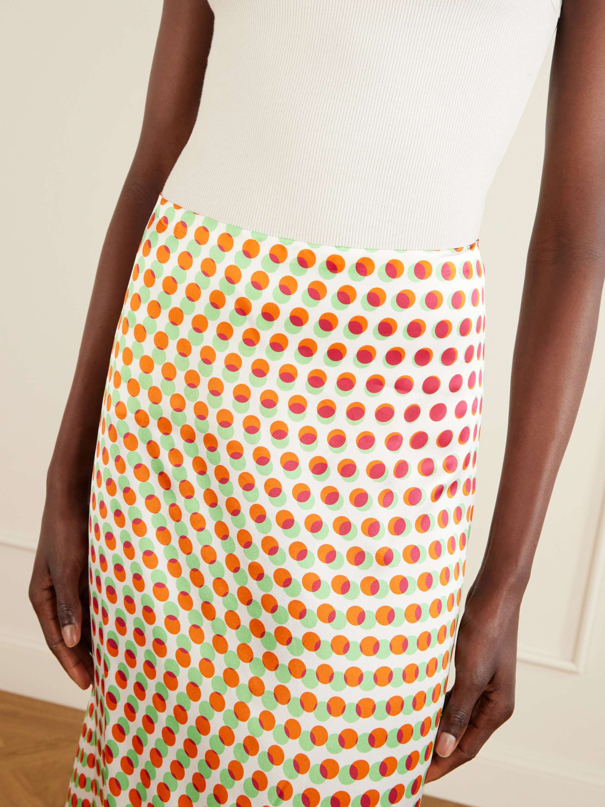 DRIES VAN NOTEN Susya polka-dot silk-satin midi skirt | NET-A-PORTER