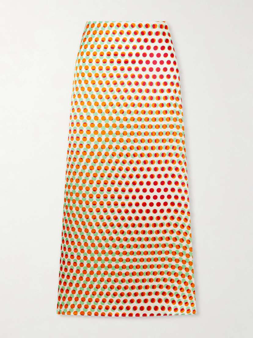 Dries Van Noten Susya Polka-dot Silk-satin Midi Skirt