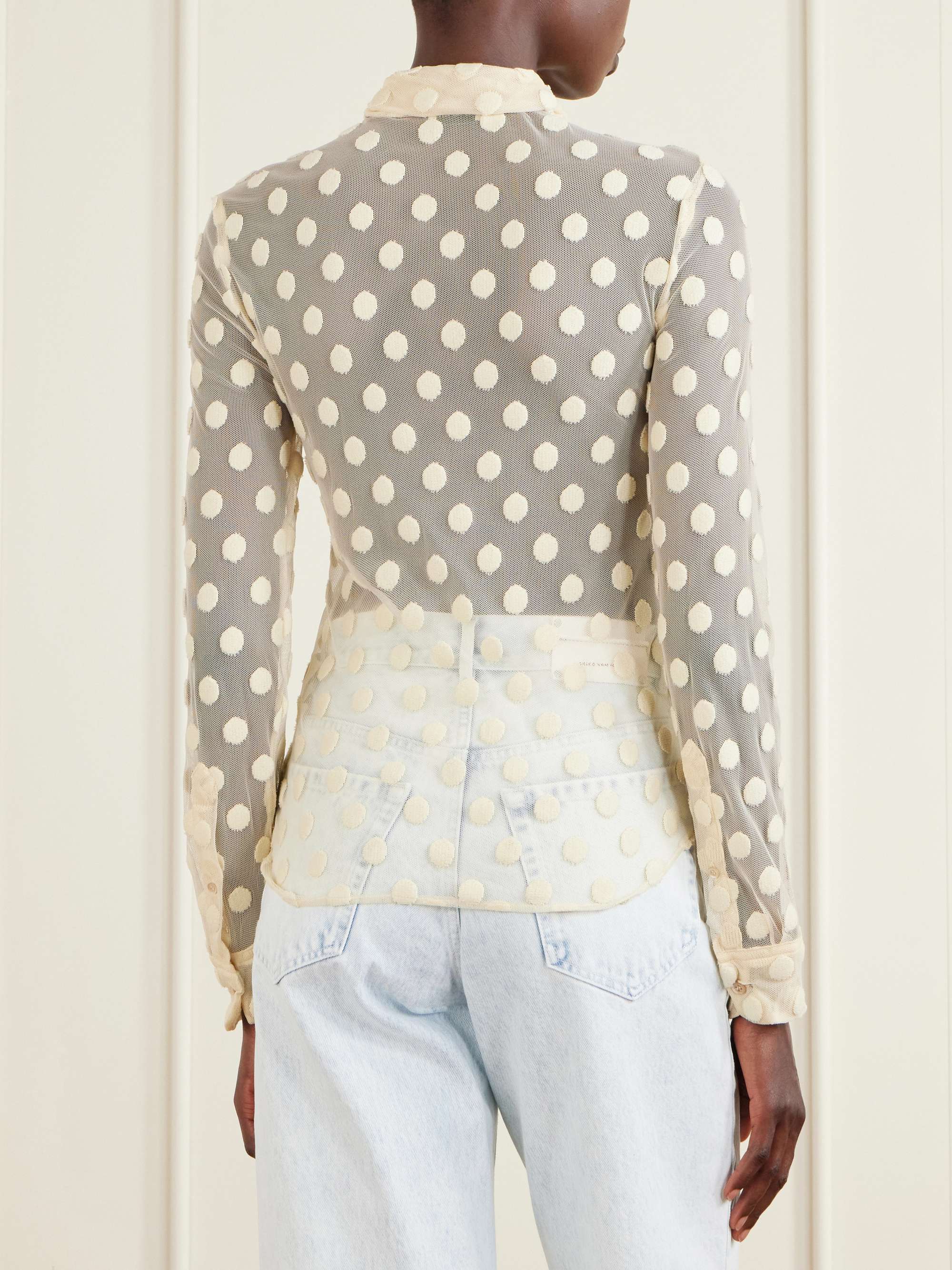 トップス DRIES VAN NOTEN Polka Dot Sheer Shirt XS DRIES VAN NOTEN Polka-dot cotton-blend tulle shirt | NET-A-PORTER