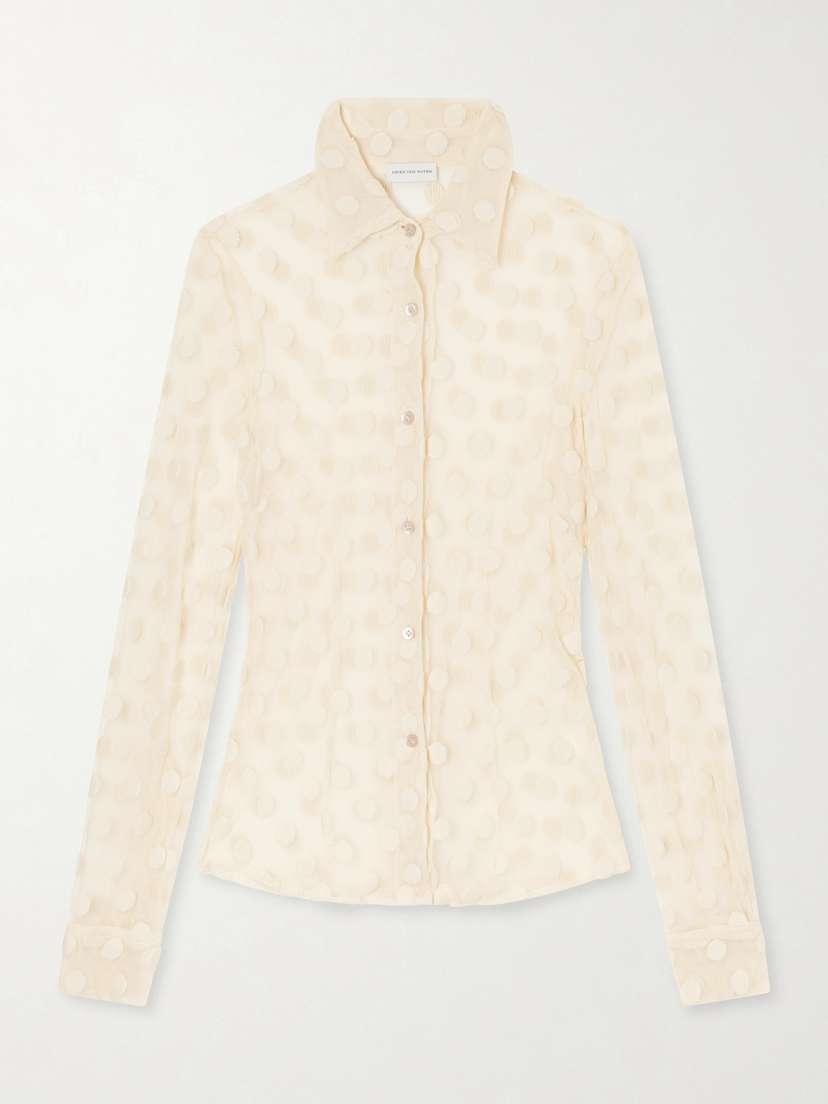 Dries Van Noten Polka-dot Cotton-blend Tulle Shirt