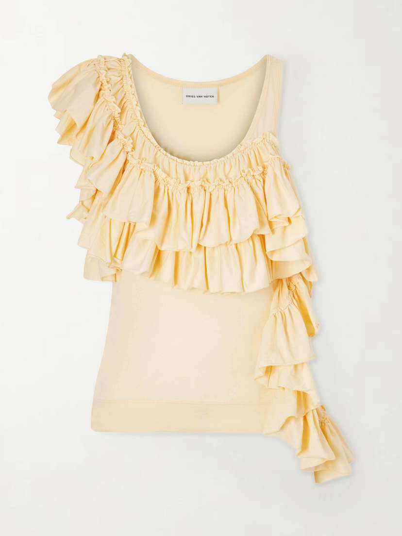 Dries Van Noten Humza Ruffled Cotton-jersey Tank Top