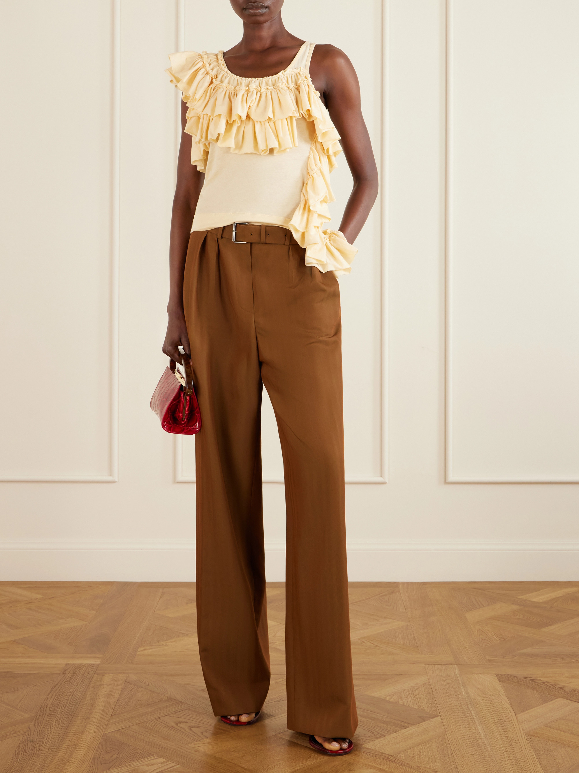 Dries Van Noten - Humza ruffled one-shoulder cotton-jersey tank