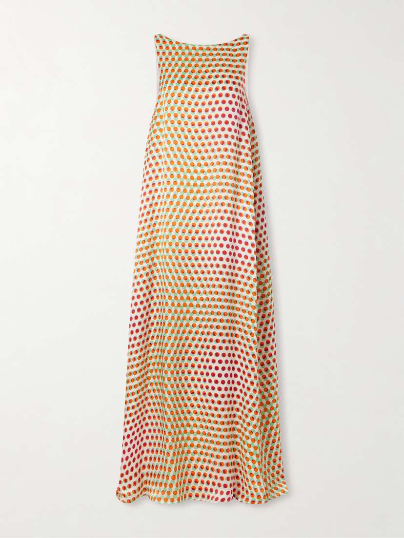 Dries Van Noten Polka-dot Silk-satin Maxi Dress