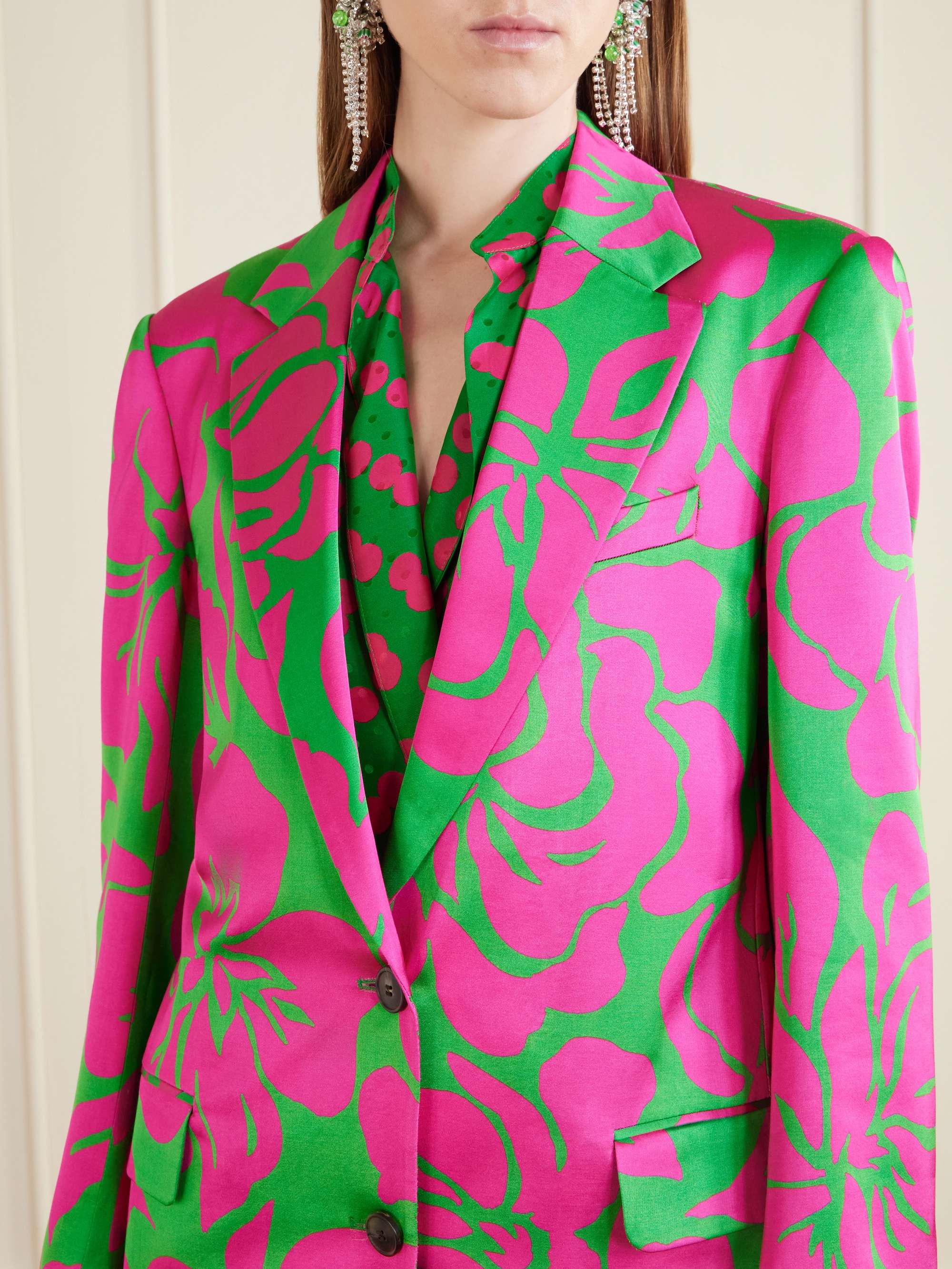 DRIES VAN NOTEN Floral-print satin blazer | NET-A-PORTER