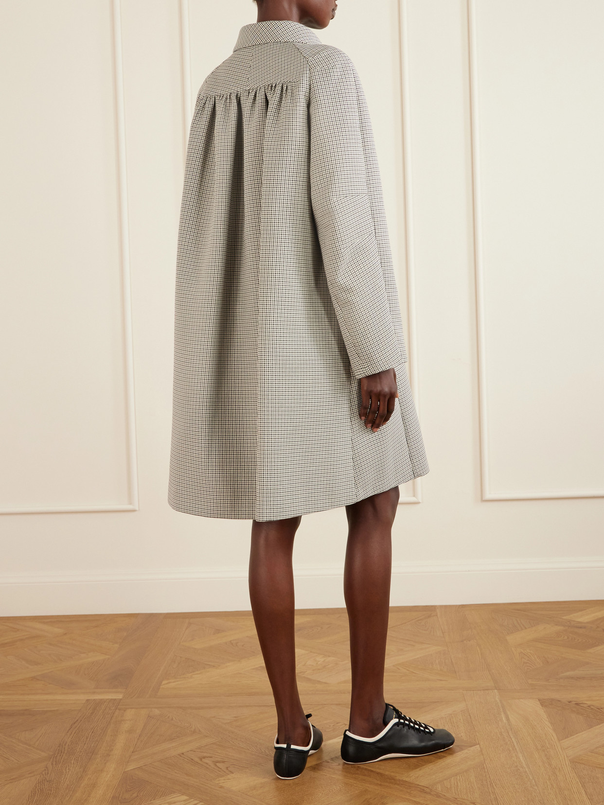 Double-Breasted Checked Woven Coat