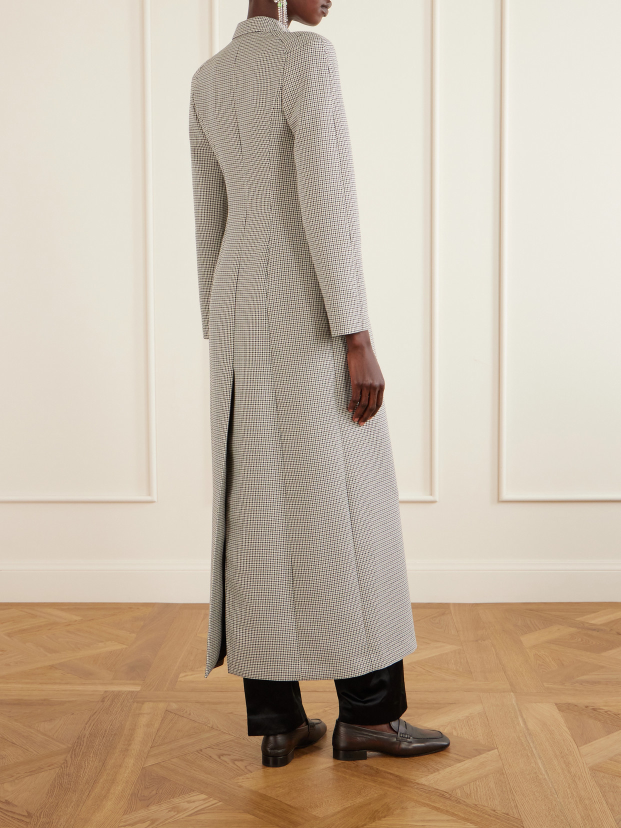 Ronna Checked Long Coat