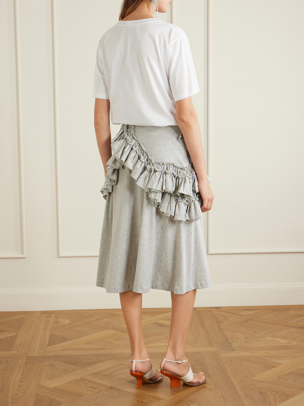 Ruffled Cotton-Jersey Midi