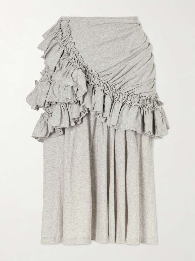 Dries Van Noten Ruffled Cotton-jersey Midi Skirt