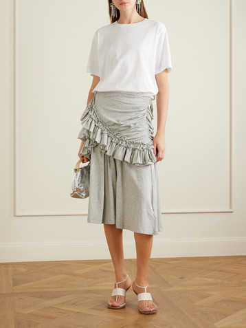 Dries Van Noten Ruffled cotton-jersey midi skirt