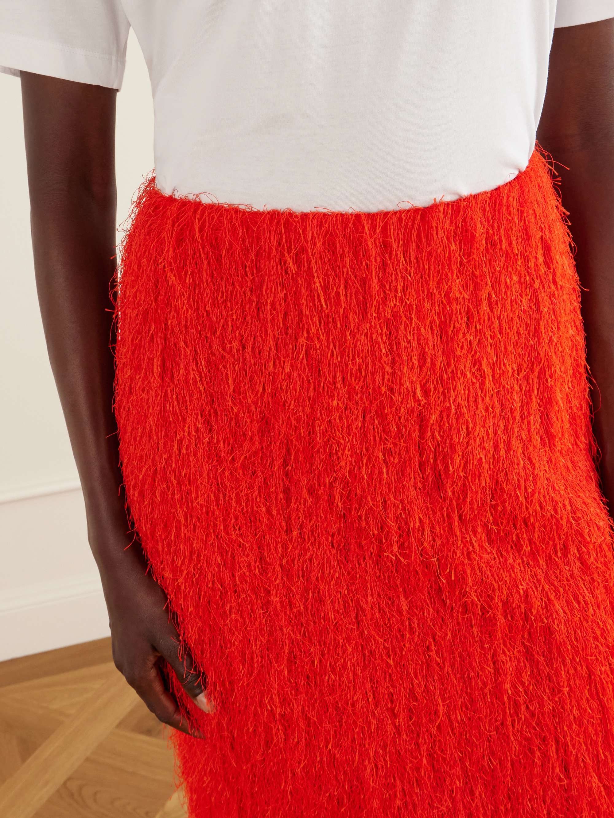 DRIES VAN NOTEN Fringed knitted midi skirt | NET-A-PORTER