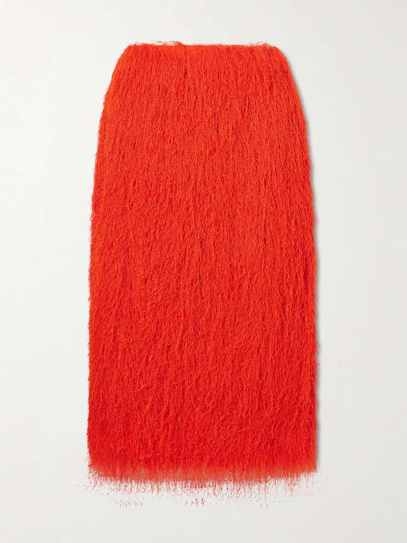 Dries Van Noten Fringed Knitted Midi Skirt