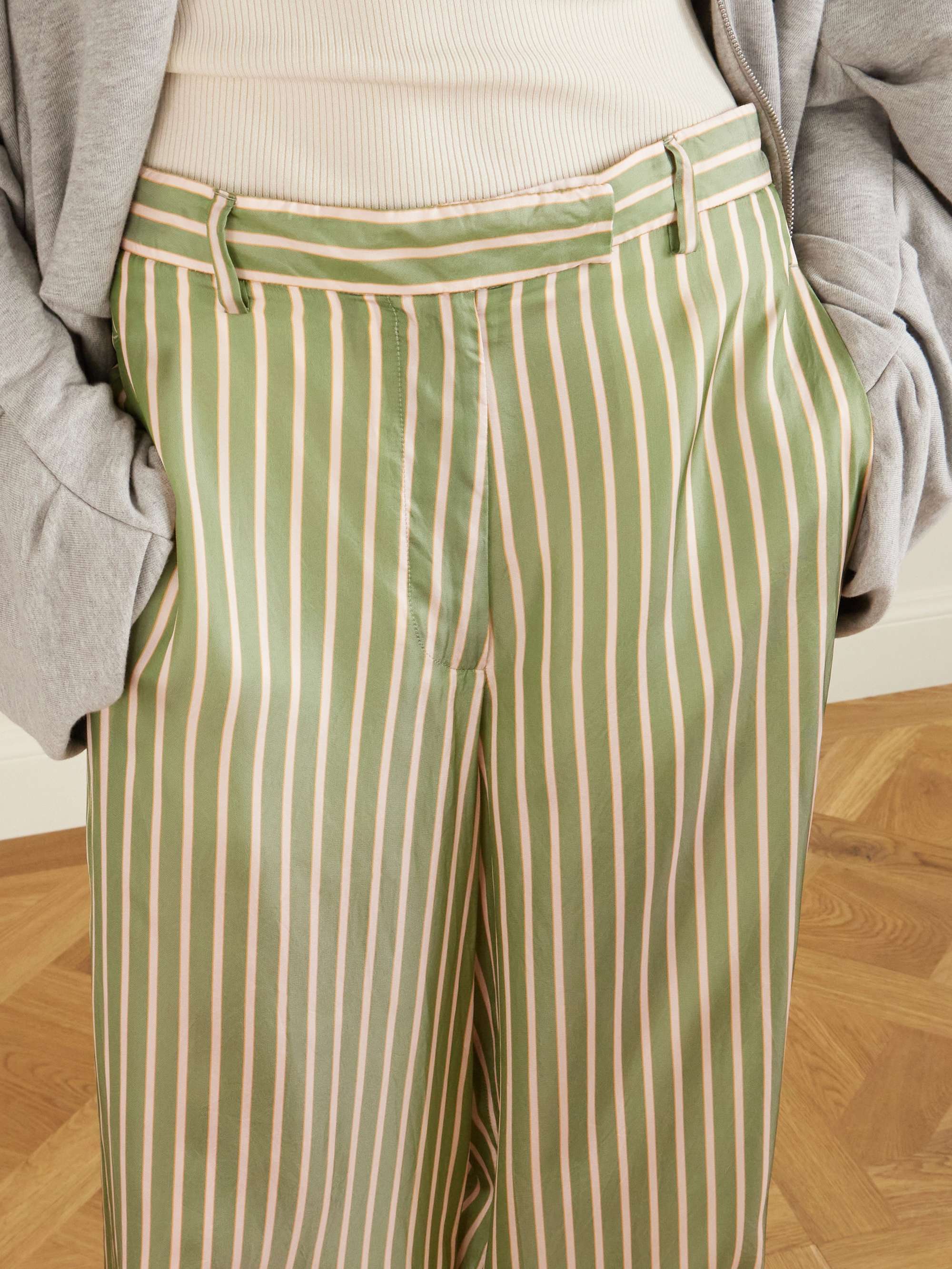 DRIES VAN NOTEN Penn striped satin wide-leg pants | NET-A-PORTER