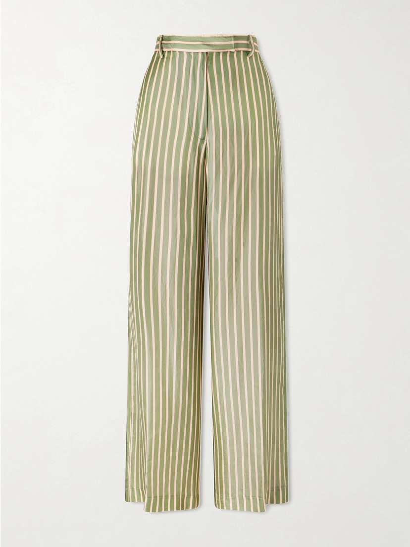 Penn Striped Satin Wide-leg Pants