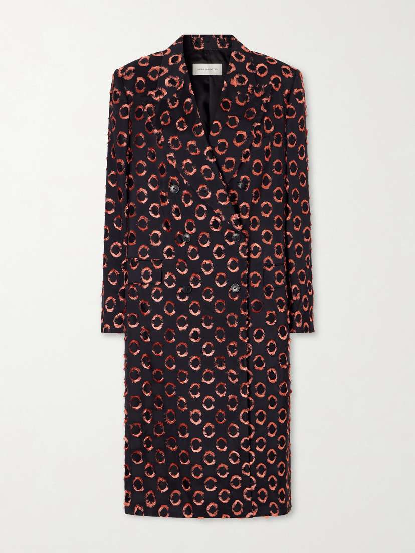 Dries Van Noten Double-breasted Polka-dot Fil-coupé Silk-blend Coat