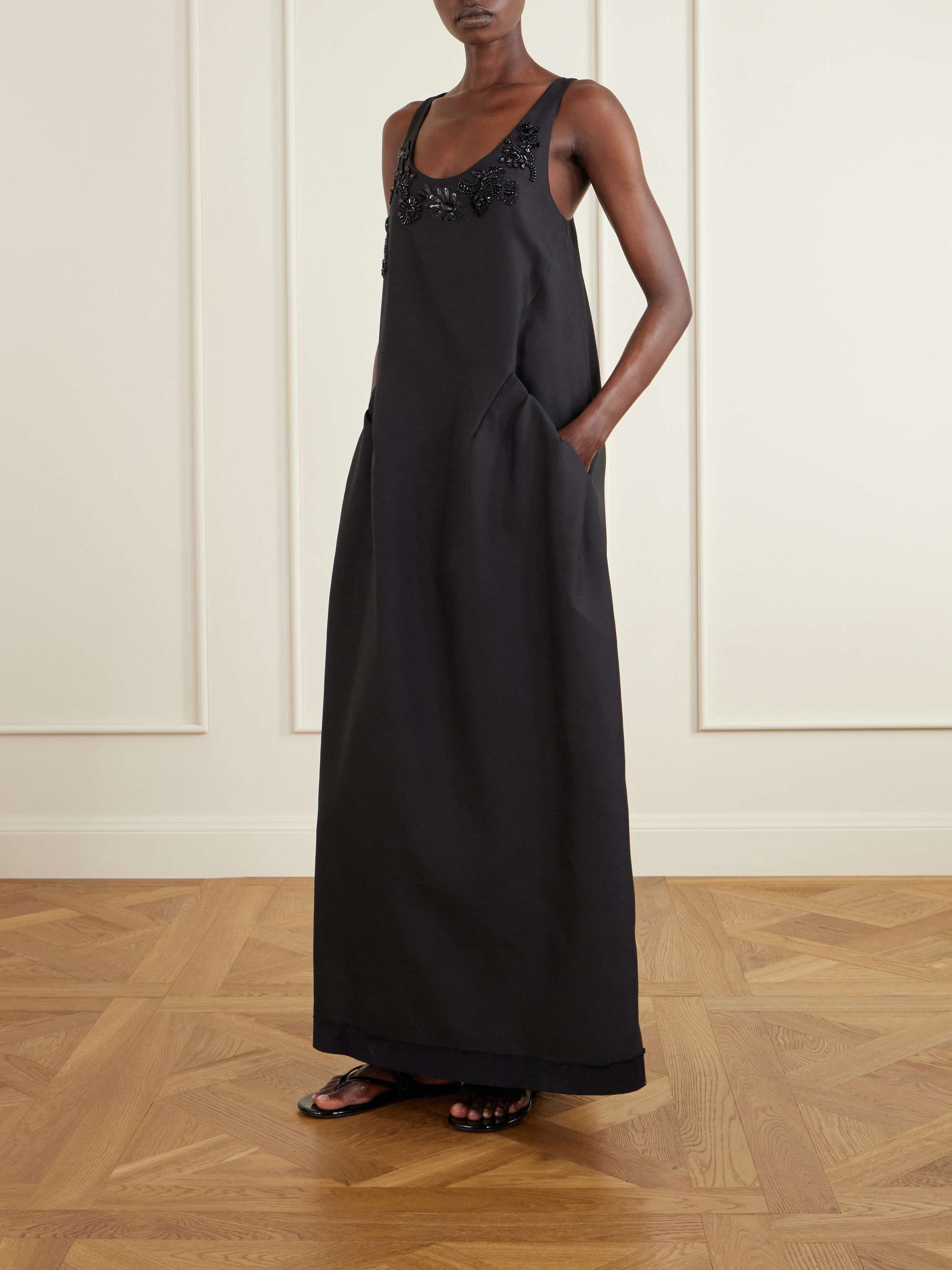 Dries Van Noten Embellished wool and silk-blend midi dress - side view in Black