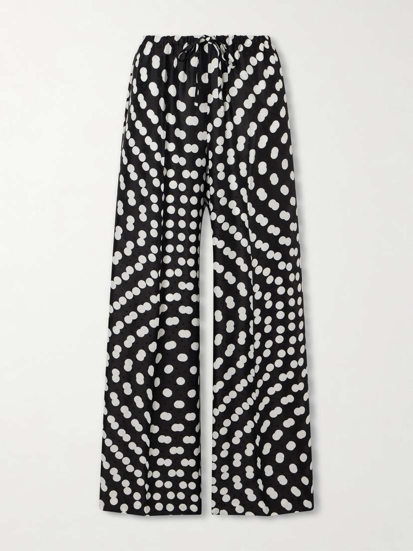 Dries Van Noten Puvis Polka-dot Satin Straight-leg Pants