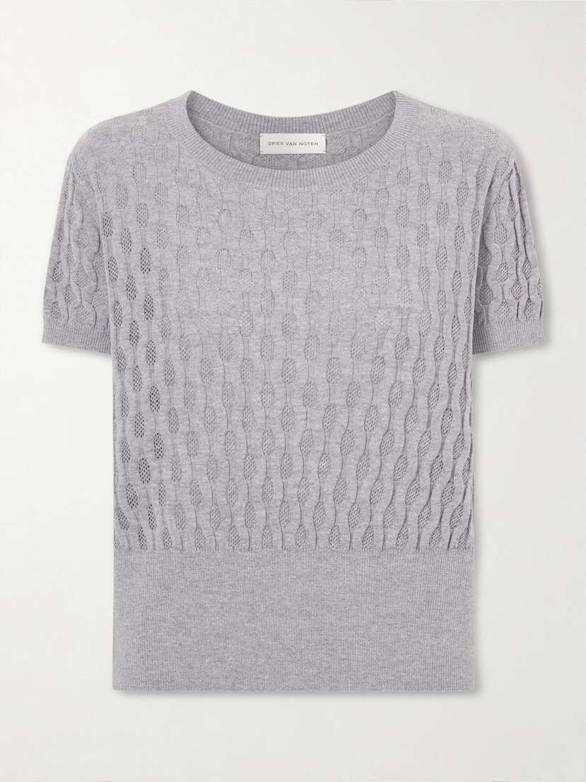 Dries Van Noten Target Pointelle Merino Wool Sweater