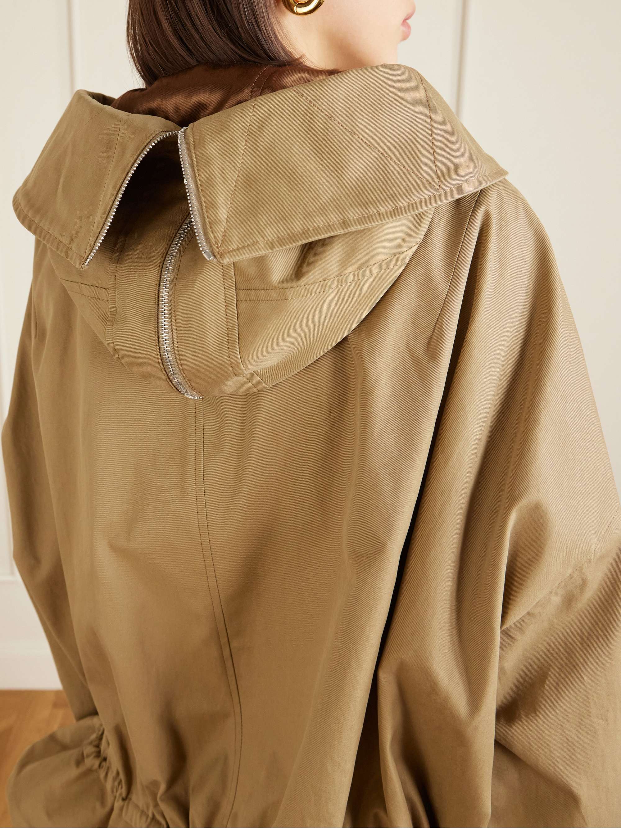 DRIES VAN NOTEN Gathered cotton-twill hooded jacket | NET-A-PORTER