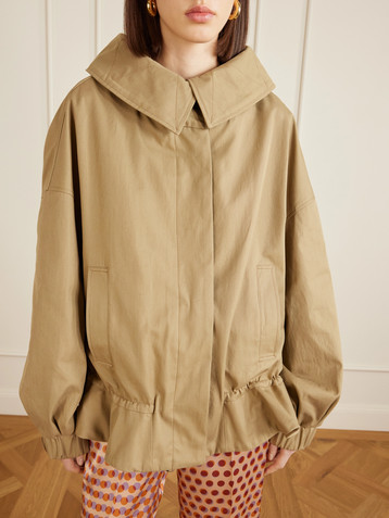 Dries Van Noten Gathered cotton-twill hooded jacket