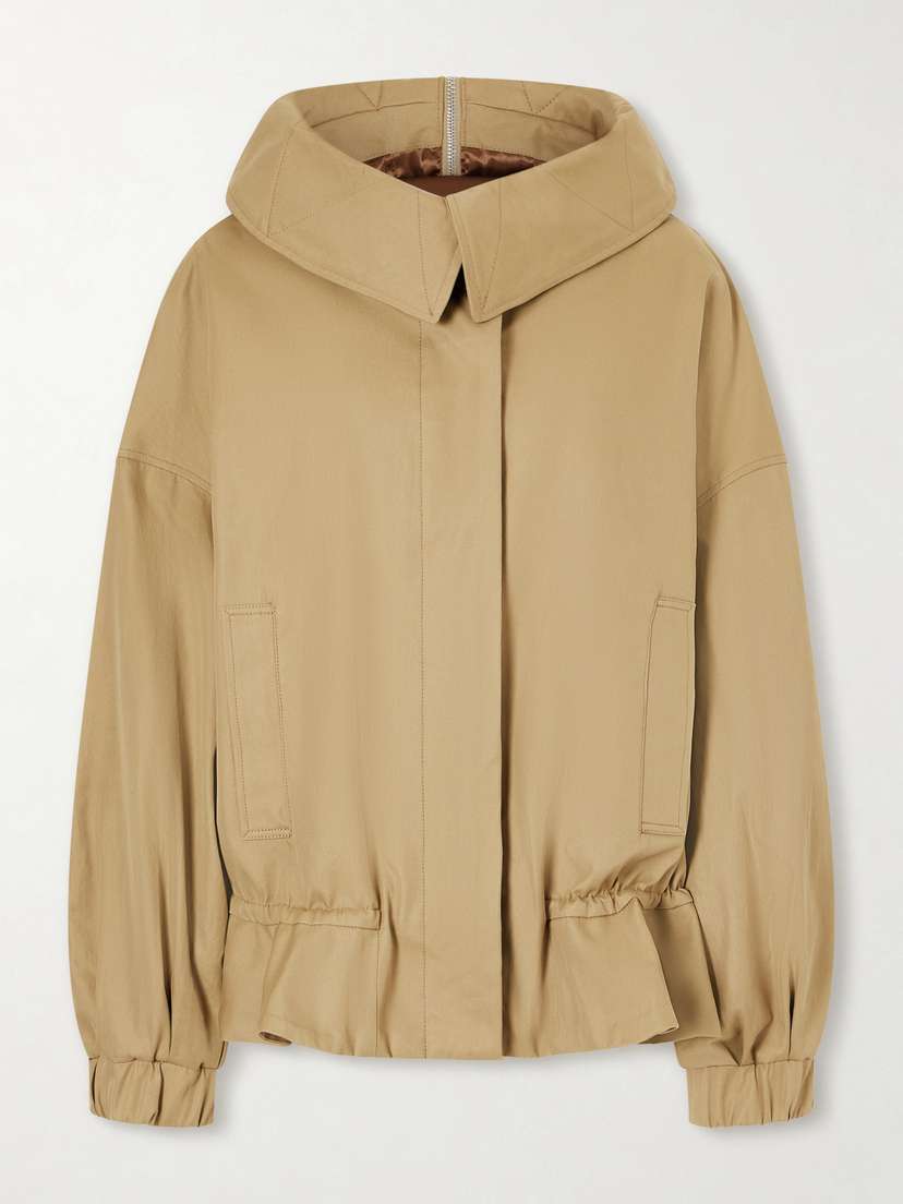 Gathered Cotton-twill Hooded Jacket