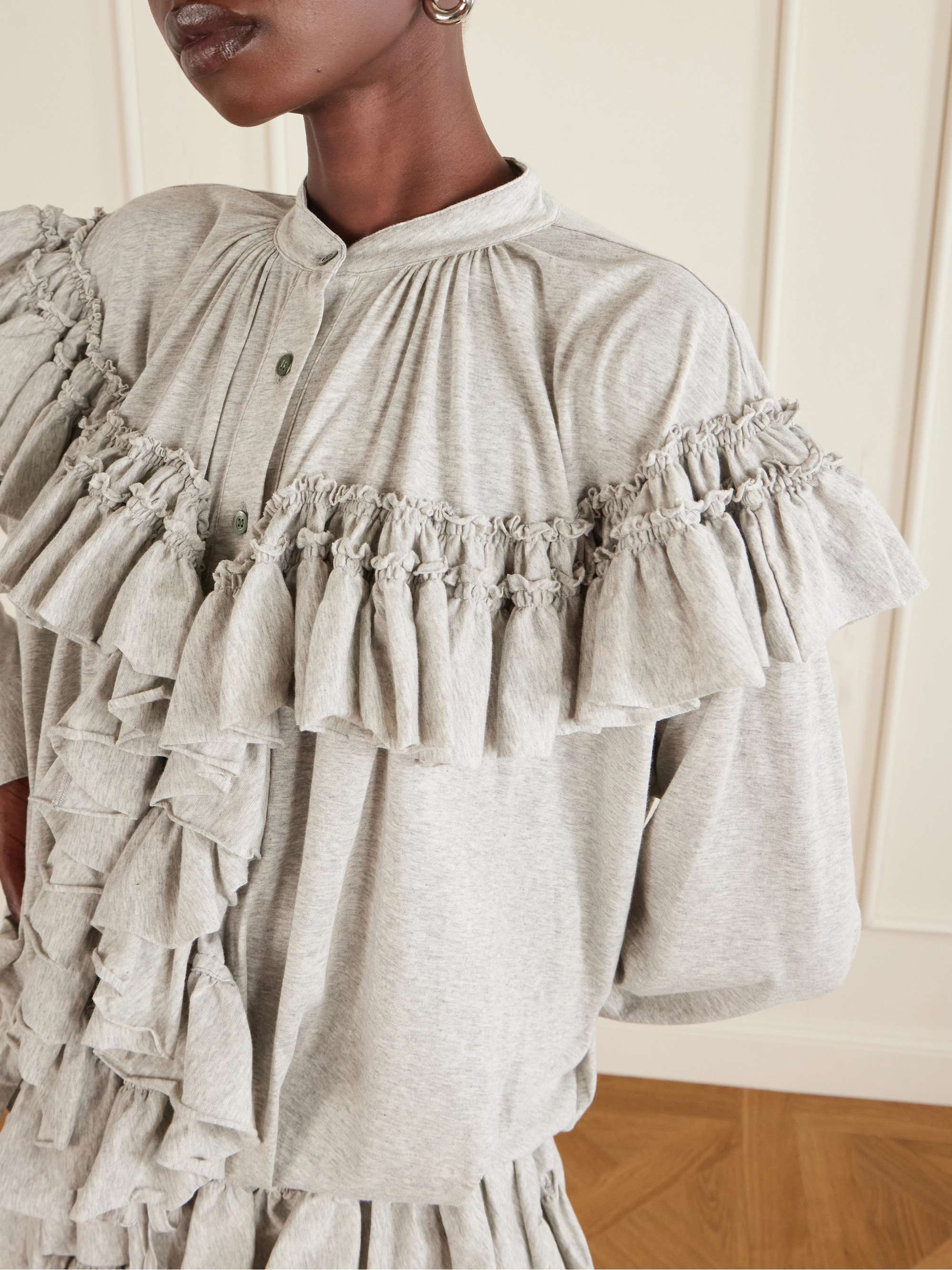 DRIES VAN NOTEN Ruffled cotton-jersey blouse | NET-A-PORTER