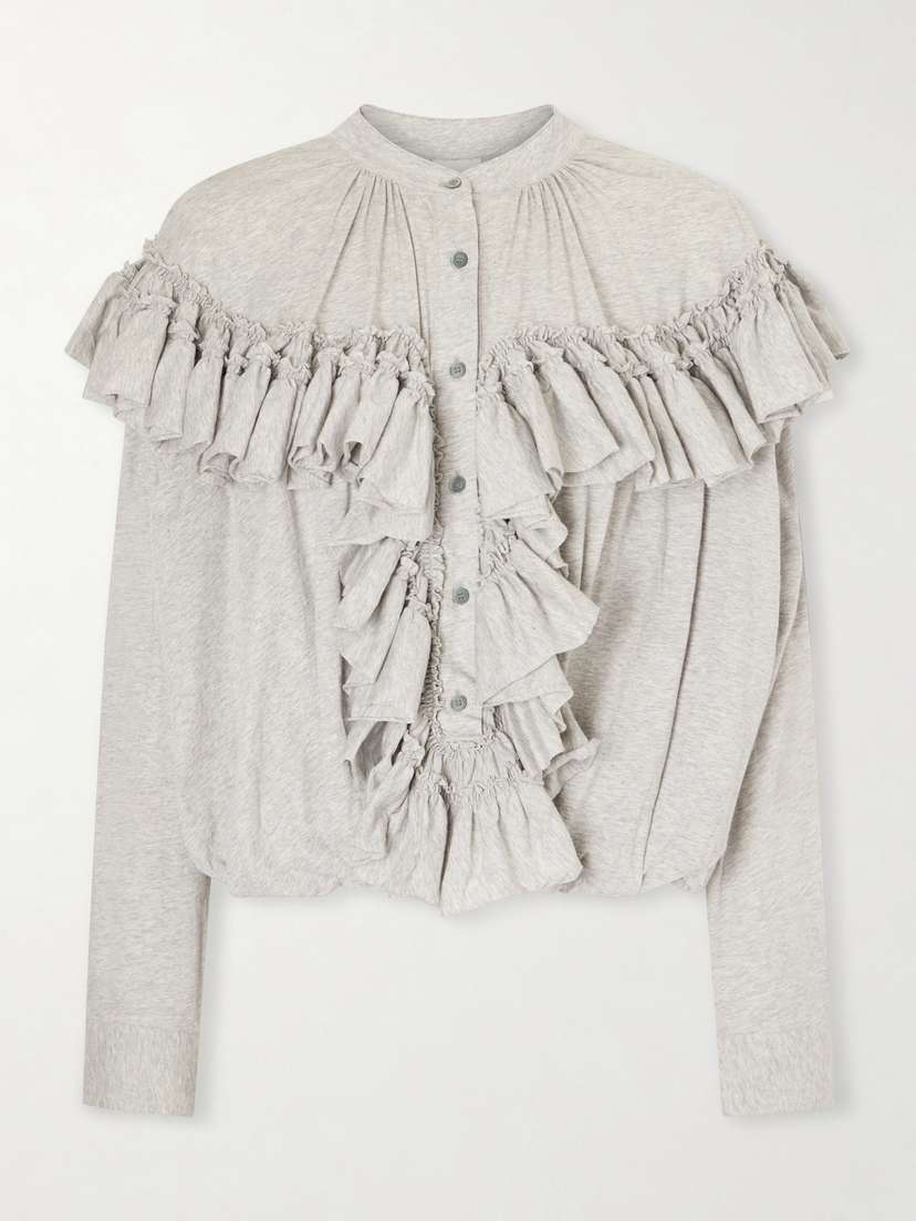 Dries Van Noten Ruffled Cotton-jersey Blouse