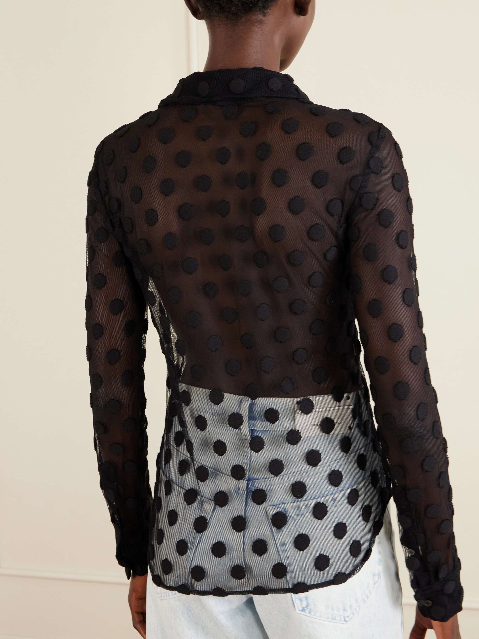 DRIES VAN NOTEN Polka-dot cotton-blend tulle shirt | NET-A-PORTER