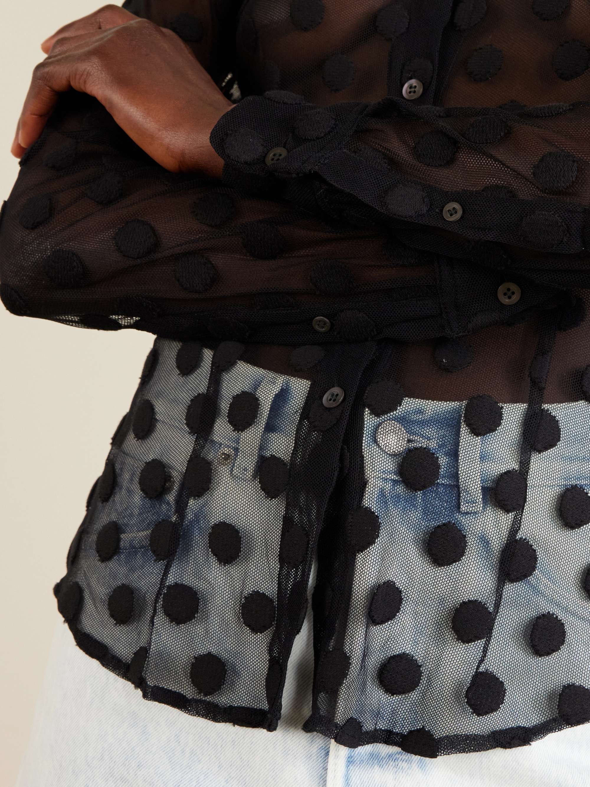 DRIES VAN NOTEN Polka-dot cotton-blend tulle shirt | NET-A-PORTER