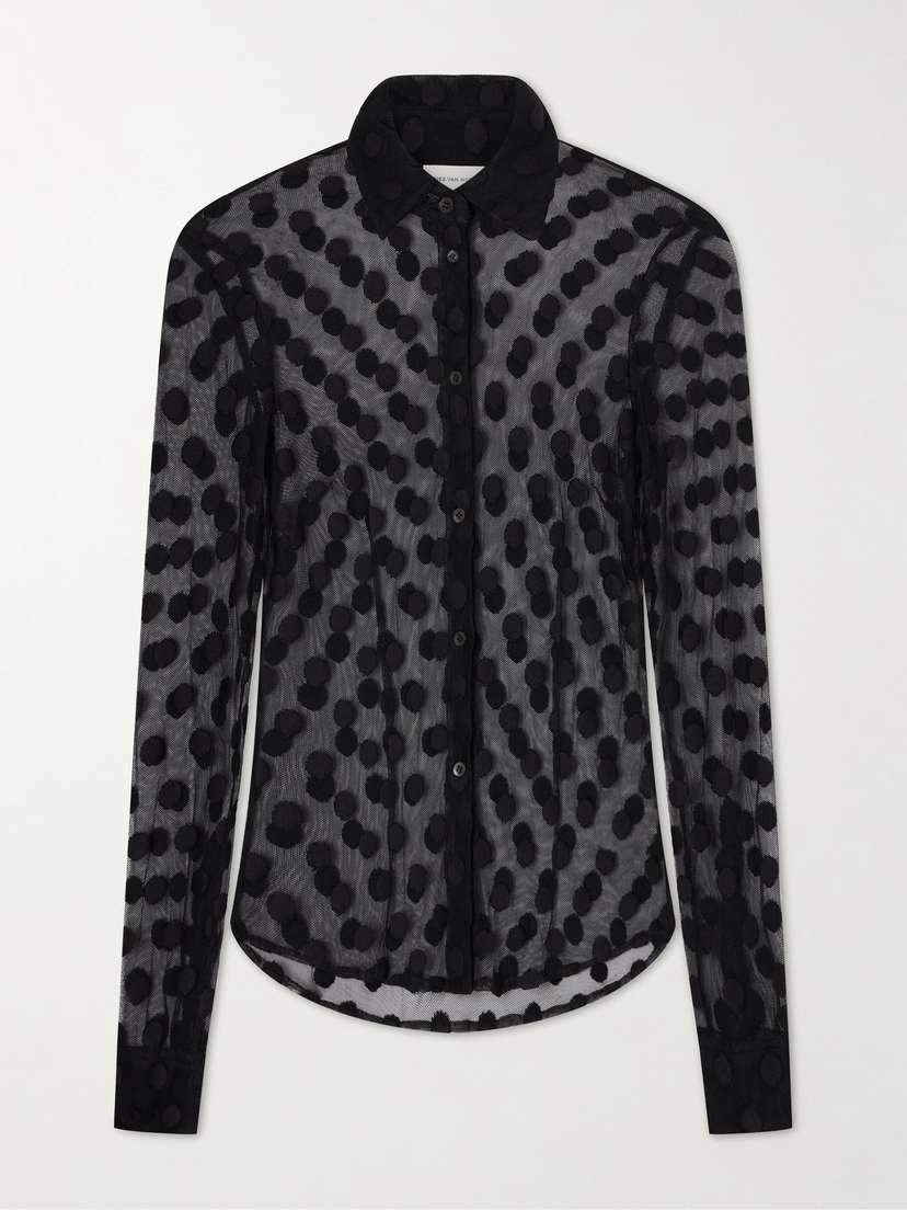 Dries Van Noten Polka-dot Cotton-blend Tulle Shirt