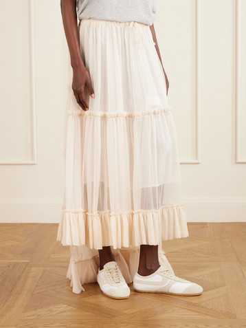 Dries Van Noten Sunia asymmetric silk-crepon maxi skirt