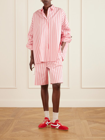 Dries Van Noten Pomy Bis striped cotton shorts