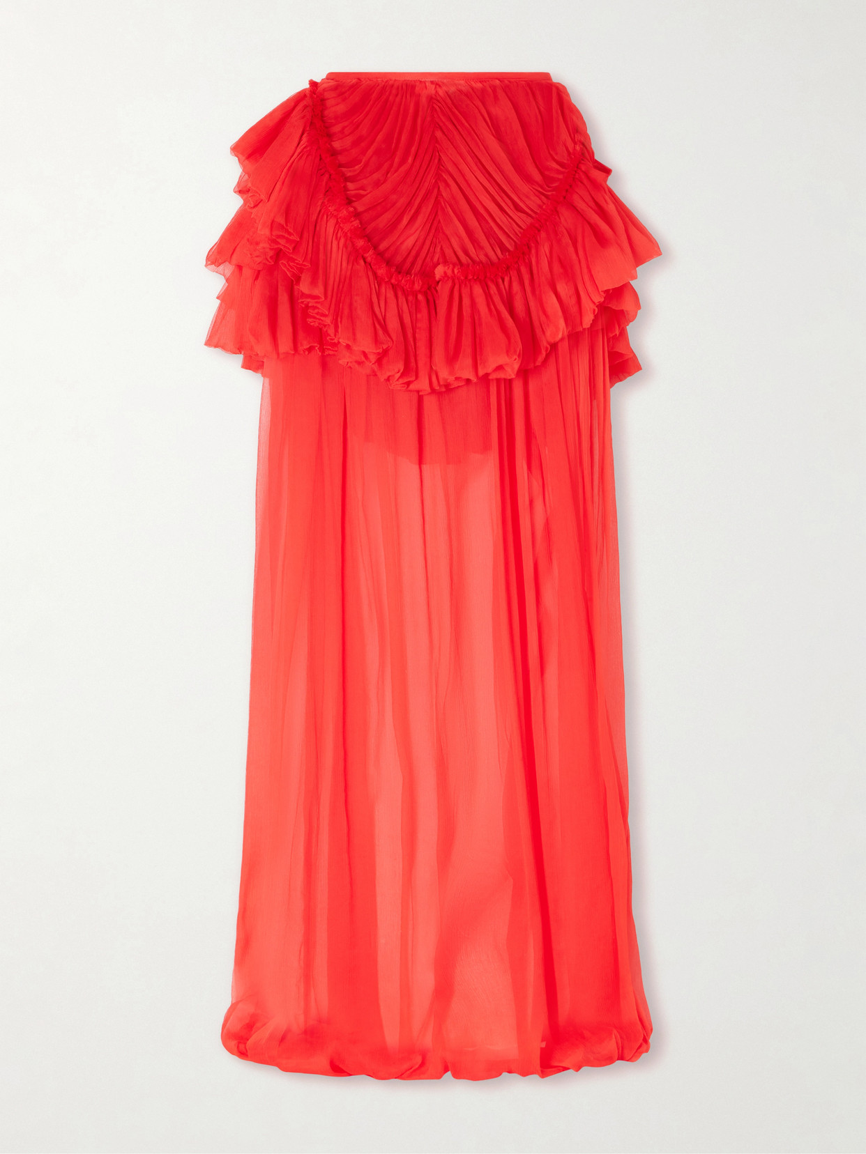 Dries Van Noten Shelby Ruffled Silk-chiffon Maxi Skirt In Red