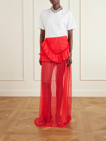 Dries Van Noten Shelby ruffled silk-chiffon maxi skirt